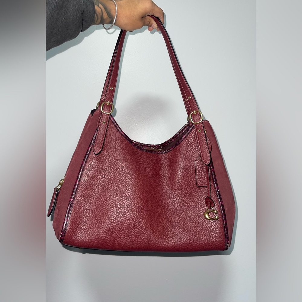 Coach Lori Mixed Leather Shoulder Bag - Wine C5266
